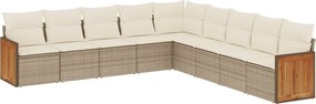 vidaXL 9 részes bézs polyrattan kerti ülőgarnitúra párnákkal