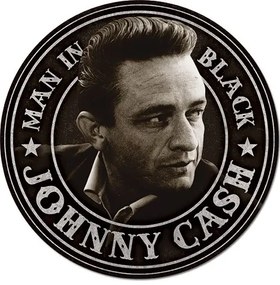 Fém tábla Johnny Cash - Man in Black Round