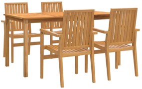 vidaXL 5 részes tömör tíkfa kerti étkezőgarnitúra