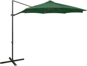 vidaXL zöld konzolos napernyő rúddal és LED-fényekkel 300 cm