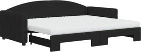 vidaXL fekete kihúzható szövet heverő matracokkal 90 x 200 cm