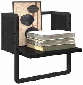 vidaXL Falpolc polcokkal Fekete tölgy 30 x 25 x 30 cm Faanyag