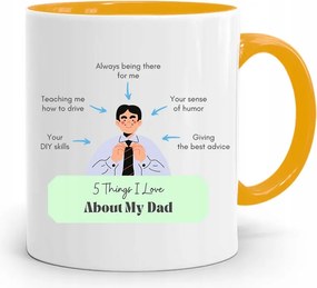 Sárga Bögre Apák Napjára 5 Things About My Dad fényképes nyomtatással