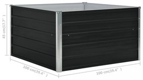 antracitszürke horganyzott acél kerti magaságyás 100x100x45 cm