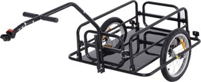HOMCOM Összecsukható Kerékpár Toldókocsi, Pótoszlop, Tükör, Terhelhetőség max. 40 kg, 155 x 71.5 x 77 cm | Aosom