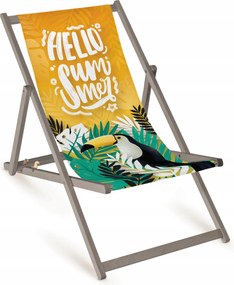 Fából Készült Kerti Napozóágy Hello Summer Erős Összecsukható Fullprint Nyomtatással