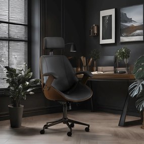 Elegáns Vezetői Forgószék Dió/Fekete Színben. FABIAN