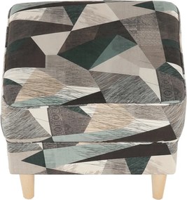 Füles fotel puffal, szövet barna-zöld minta, ASTRID