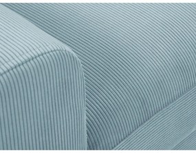 Világoskék kordbársony kinyitható tárolóhelyes sarokkanapé (jobb oldali-heverő résszel) Kyoto – Cosmopolitan Design