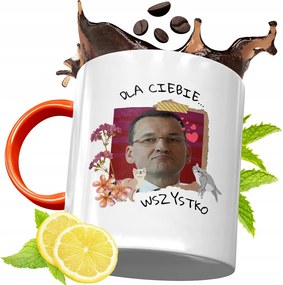 Narancssárga Bögre Mateusz Morawiecki Ajándék fényképes nyomtatással