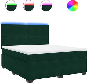 vidaXL sötétzöld bársony rugós ágy matraccal 180x200 cm