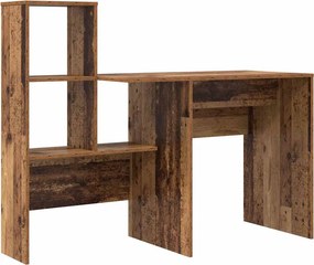 vidaXL Asztal polcokkal Öreg fa 131,5 x 50 x 106,5 cm Faanyag