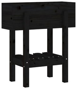 fekete tömör fenyő kerti növénytartó 62 x 30 x 69 cm