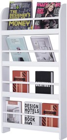 HOMCOM Fali Polc 4 Polccal Gyerek Könyvespolc Otthoni Irodához, 30kg teherbírás, 59x12x113 cm, fehér | Aosom