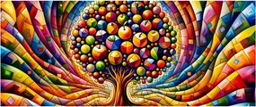 Kép – Színes fa almákkal (120x50 cm)