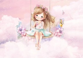 Fotótapéta Lányoknak Balerina Felhők Rózsaszín Tapéta Gyerekeknek 400x280