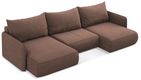 Rózsaszín kinyitható-tárolóhelyes sarokkanapé Nanea – Makamii