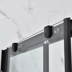 Stuxi Delhi Black X 80x80 cm szögletes két tolóajtós zuhanykabin 6 mm vízlepergető biztonsági üveggel, fekete keretes, 190 cm magas