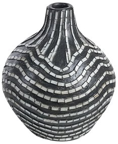 Terrakotta Dekor váza 35 Fekete Fehér KUALU Beliani