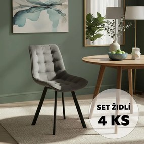 AVENBERG NOLA Étkezőszék szett - 4db, szürke