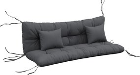 Outsunny 4 Részes Ülőpárna Készlet, 150x50 cm Vízhatlan Székpárnák Kötözőkkel, Csomós Design 10cm Vastag Párnázattal Hintaágyhoz, Ülőpárna Otthonra, K