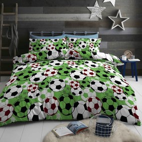 Pamut ágynemű FOOTBALL zöld-fehér Ágyneműhuzat mérete: 70 x 90 cm | 140 x 200 cm