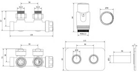 Mexen G00, saroktermosztatikus készlet négyzet alakú borítással, Duplex DN50, króm, W907-900-910-01