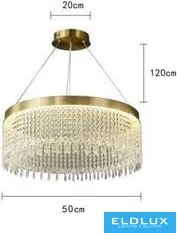 UNIVERSO Kristály üveg csillár 27w 2160lm 6500k arany D500x1200mm