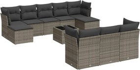 vidaXL 11 részes szürke polyrattan kerti ülőgarnitúra párnákkal