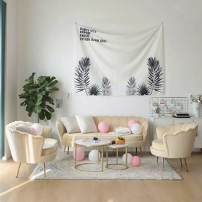 Art-deco stílusú fotel, bézs Velvet szövet/gold arany króm, NOBLEO