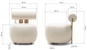 Fehér design fotel HANNA, tölgy
