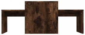 füstös tölgy színű szerelt fa dohányzóasztalszett 100x48x40 cm