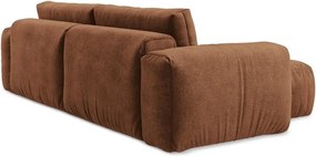 Terrakotta színű zsenília kinyitható sarokkanapé (bal oldali-heverő résszel) Kuki – Makamii