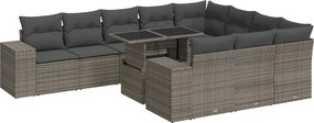 vidaXL 11 részes szürke polyrattan kerti ülőgarnitúra párnákkal