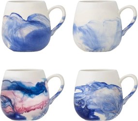 Fehér-kék kőedény csésze szett 4 db-os 250 ml Lyre – Bloomingville