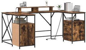Asztal fiókkal Füstölt tölgy 182 x 101 x 87.5 cm Faanyag