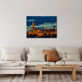 Kivilágított épületek képe (70x50 cm)