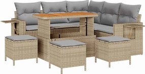 vidaXL Kerti Kanapé Szett párnával 9 pcs Bézs polirattan