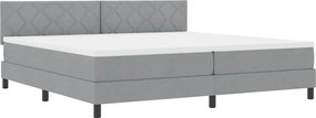 vidaXL Boxrugós ágy matracmal leddel Világosszürke 200 x 200 cm szövet