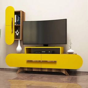 TV szekrény Rose S - Walnut, Yellow