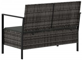 2 személyes szürke polyrattan kerti kanapé párnával