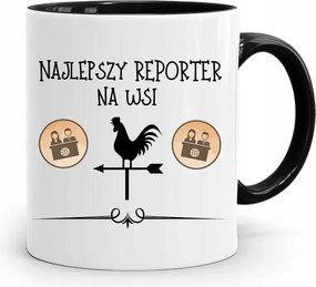 Fekete Bögre Ajándék Riporter Újságírónak, fényképes nyomtatással