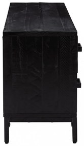fekete újrahasznosított tömör fenyőfa tárolópad 110x35x45 cm