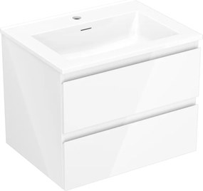 Mexen Orio 60 cm-es fürdőszobaszekrény Otis mosdóval, 2 fiók, fehér fényes - 91A10-06047-2-BFF00-W18M00