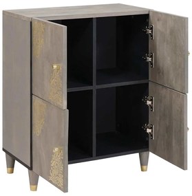 Széf polcokkal Szürke és Arany 60 x 33 x 75 cm Tömör mangófa