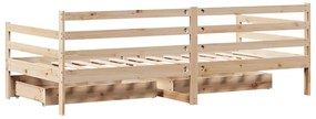 vidaXL tömör fenyőfa kanapéágy fiókokkal 90 x 190 cm