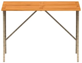 bézs polyrattan akácfa lapos kerti asztal 105x75x72 cm