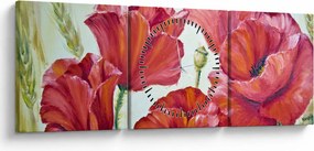 Kép - Pipacsvirágok (órával) (90x30 cm)
