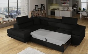 Fekete kinyitható-tárolóhelyes sarokkanapé (bal oldali-L alakú) Anton – ELTAP