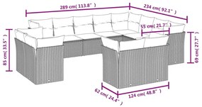 12 részes bézs polyrattan kerti ülőgarnitúra párnákkal